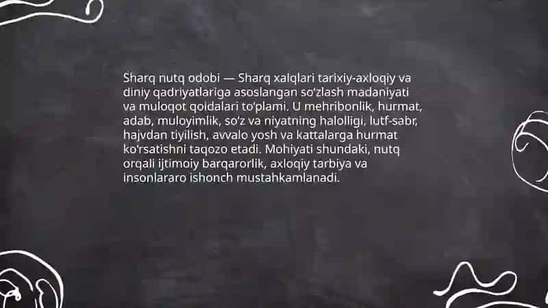 Sharq nutq odobi haqida 3