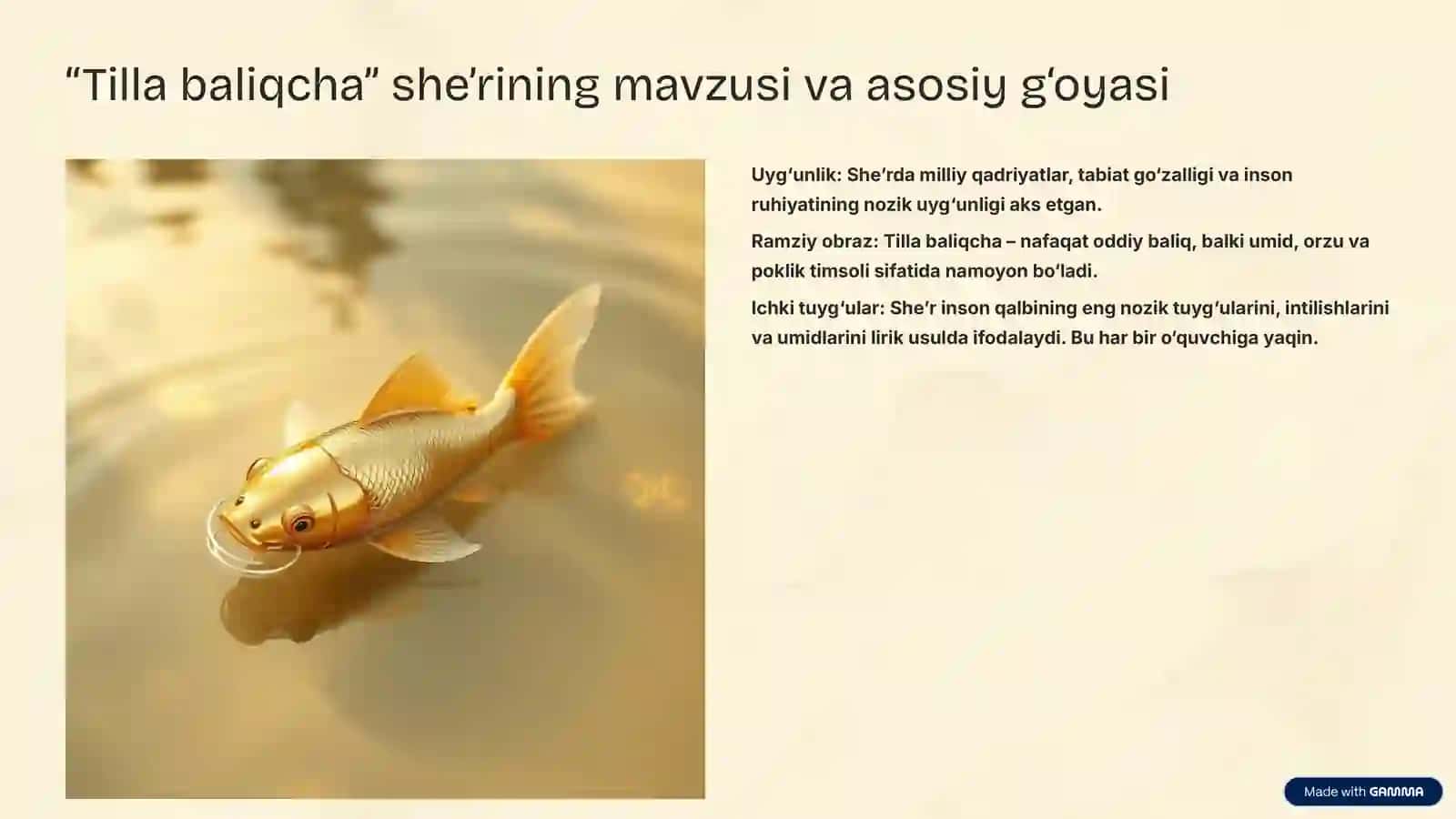 Abdulla Oripovning “Tilla baliqcha” she’ri: Milliy ruh va lirik sehr 3
