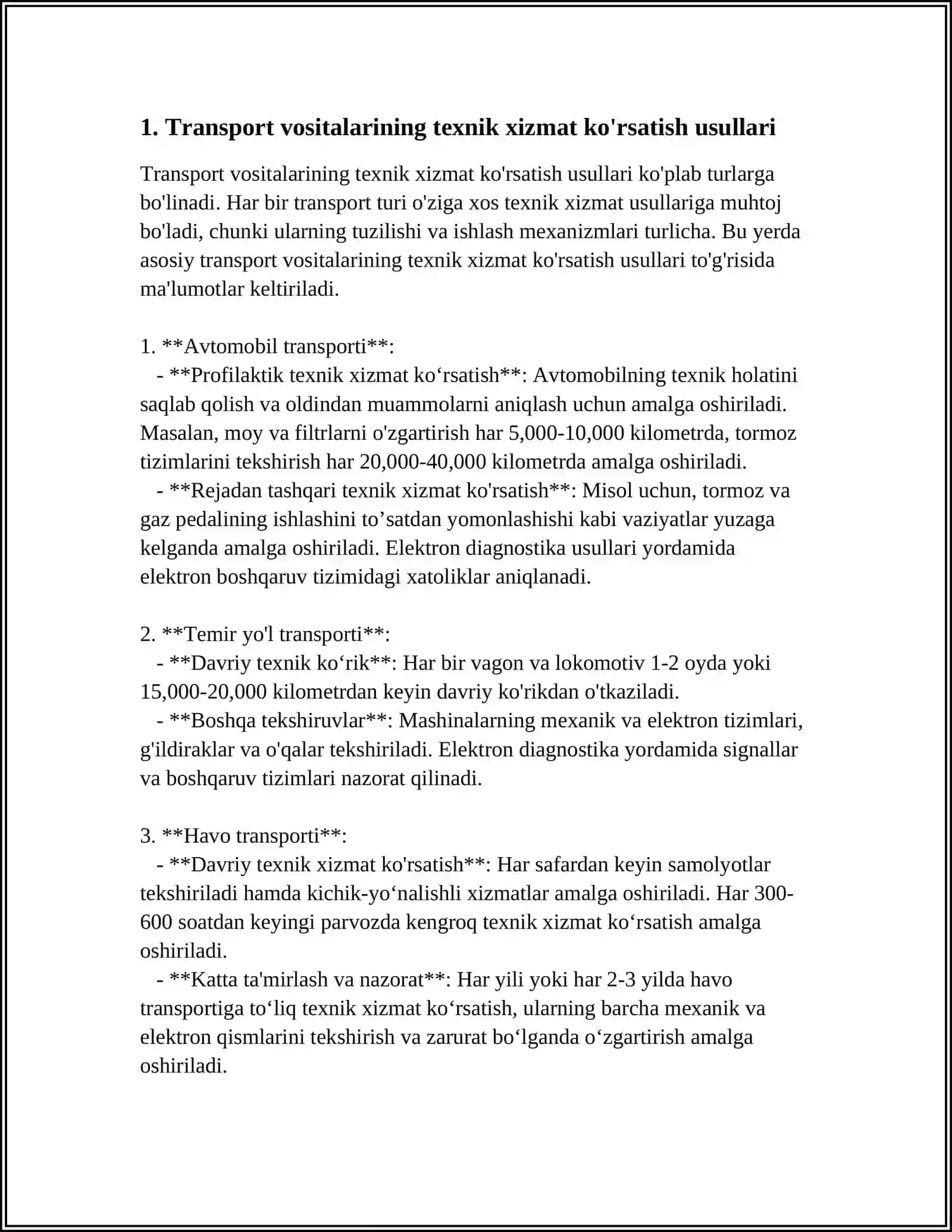 Harakat Tu'zilishiga Texnik Xizmat Ko'rsatish va Ta'mirlash 3