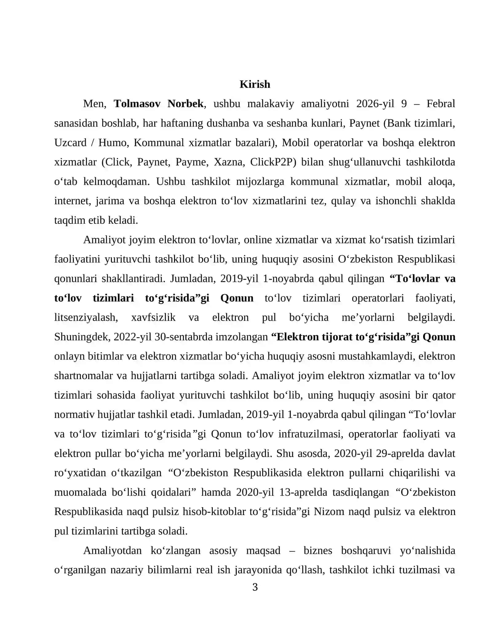 Amaliyot Hisoboti to'liq shakilda 3