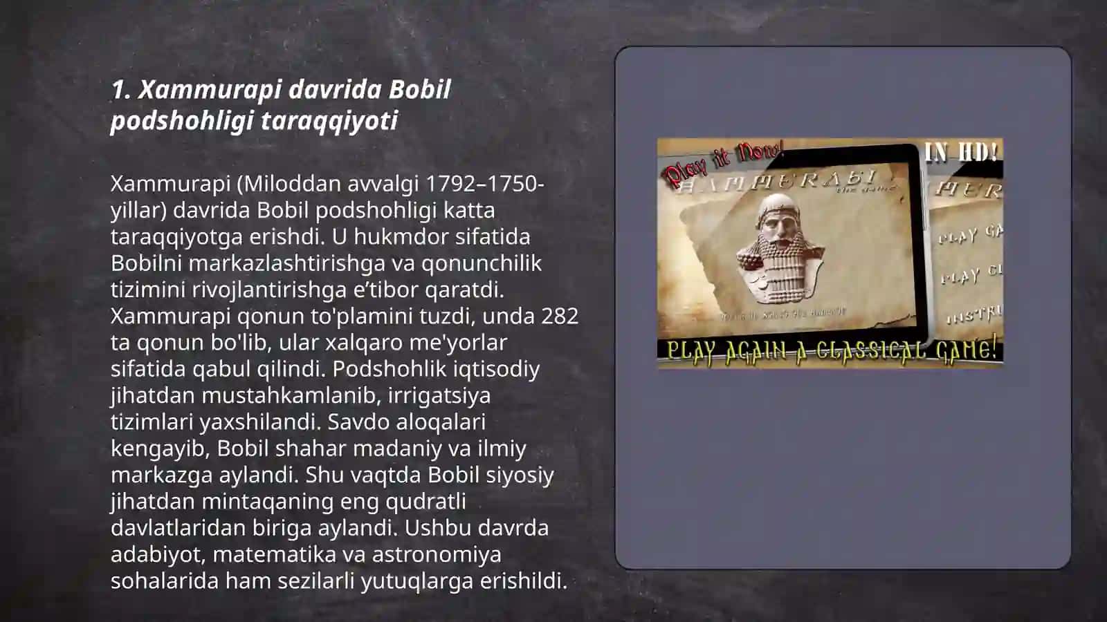 Xammurapi va Bobil podshohligi rivoji 3