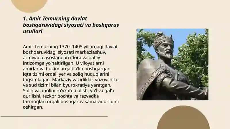 Amir Temur - buyuk davlat arbobi 3