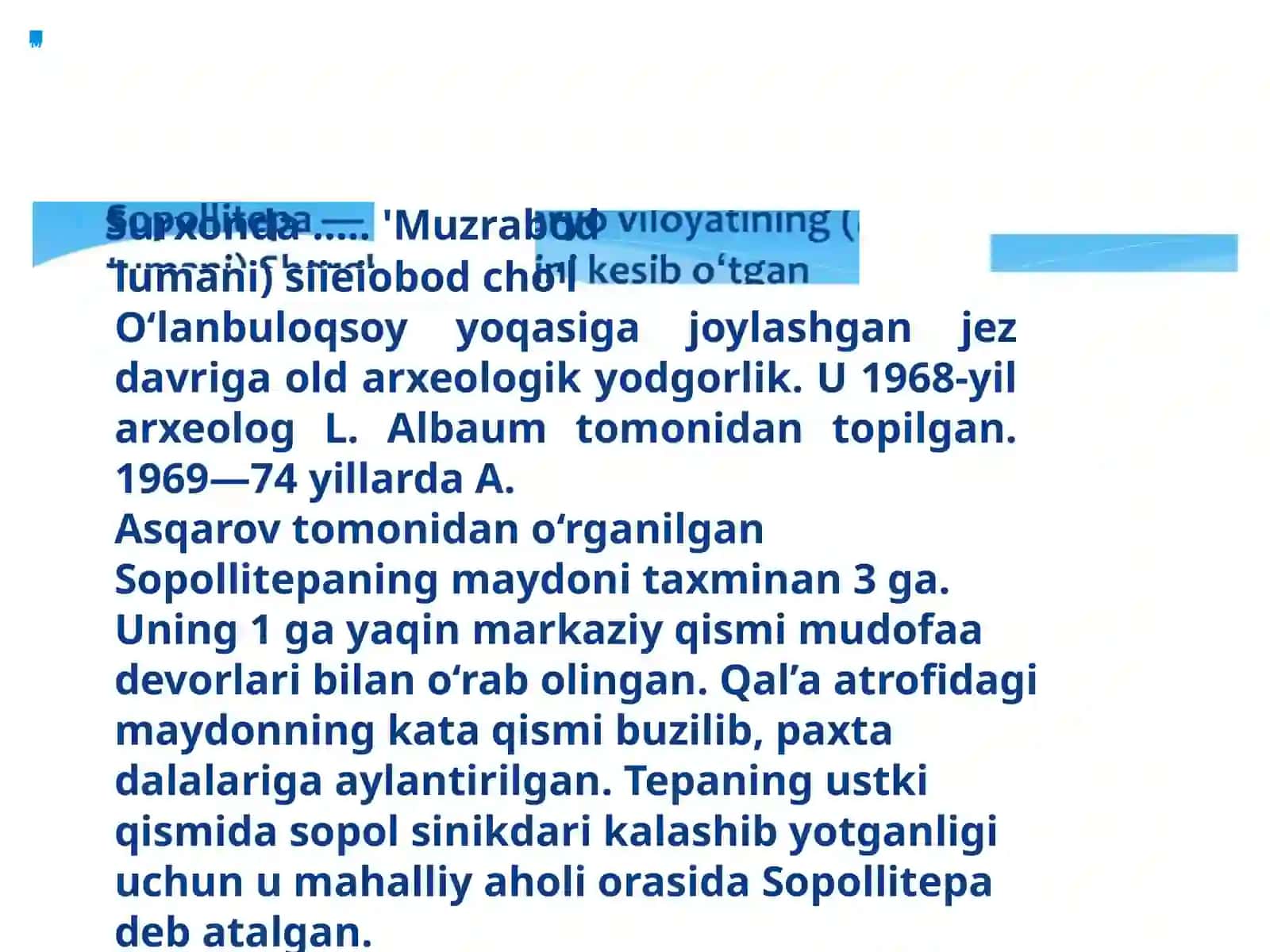 Boboxonov Oʻralni arxeologiya 3