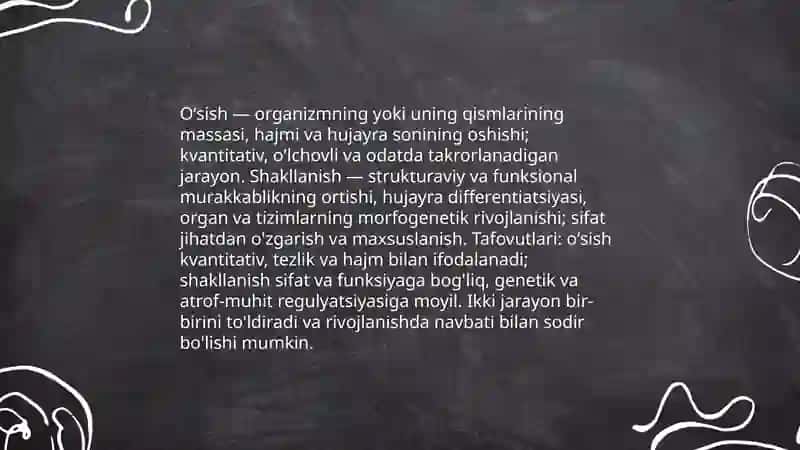 Oʻsish va shakllanish jarayoni 3