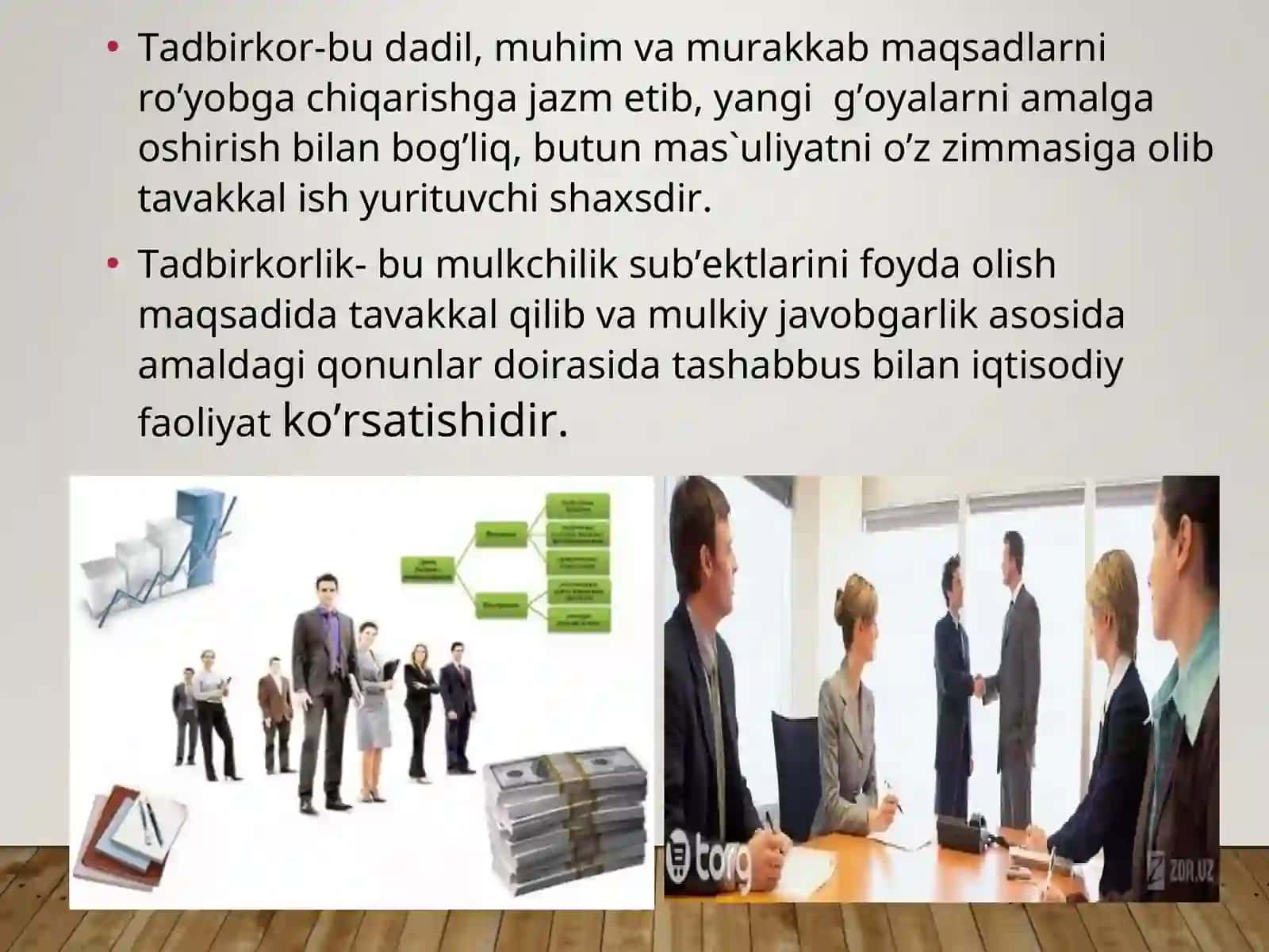 Tadbirkorlik faoliyati tushunchasi va uning vazifalari 3