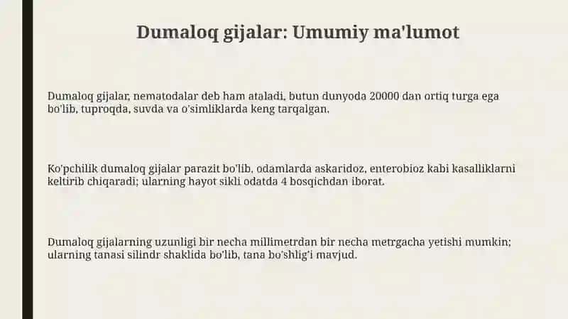 Dumaloq gijalar (askaridoz) 3