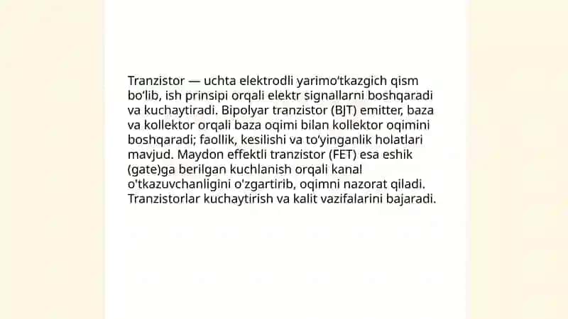 Tranzistorlarning ishlash pirinsipi 3