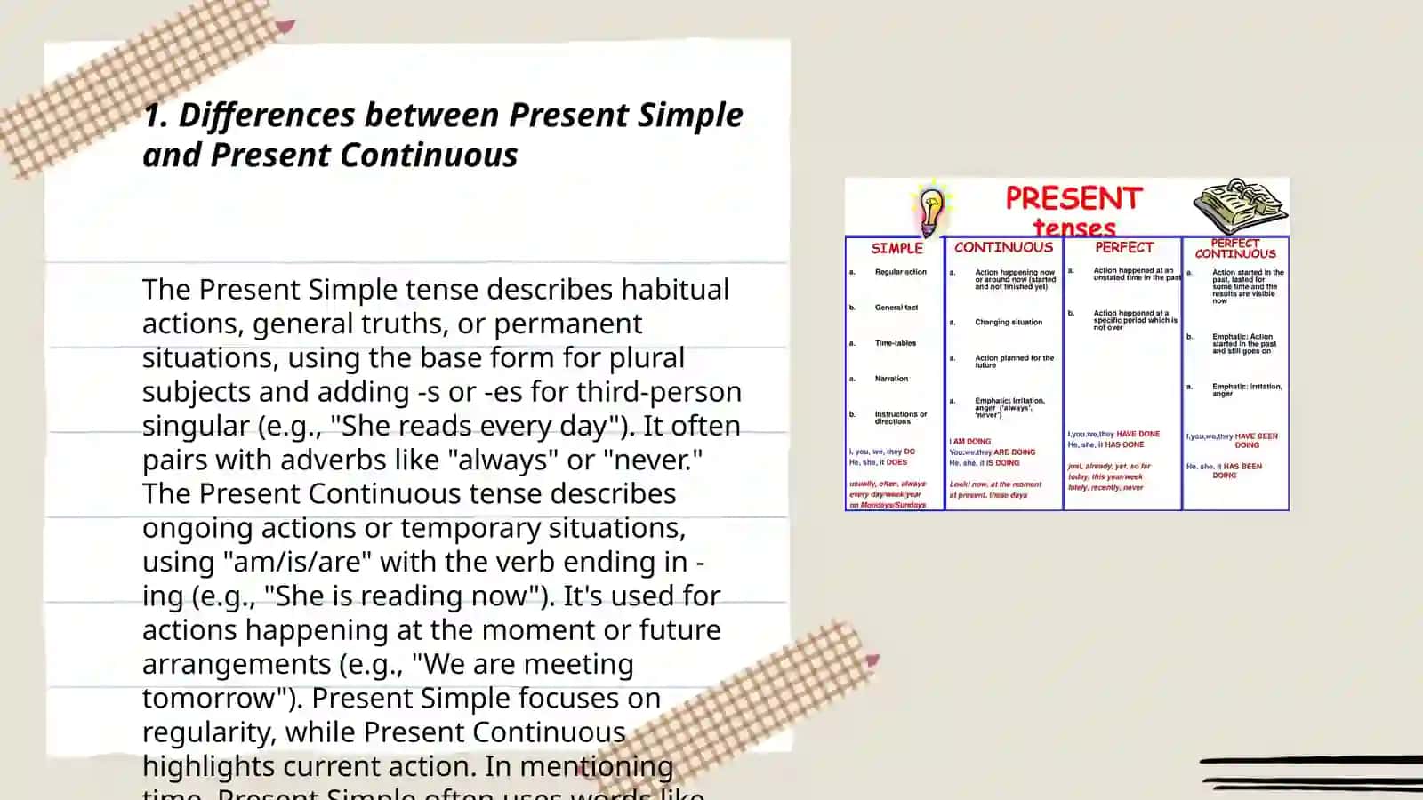 Present simple and present continuous 3
