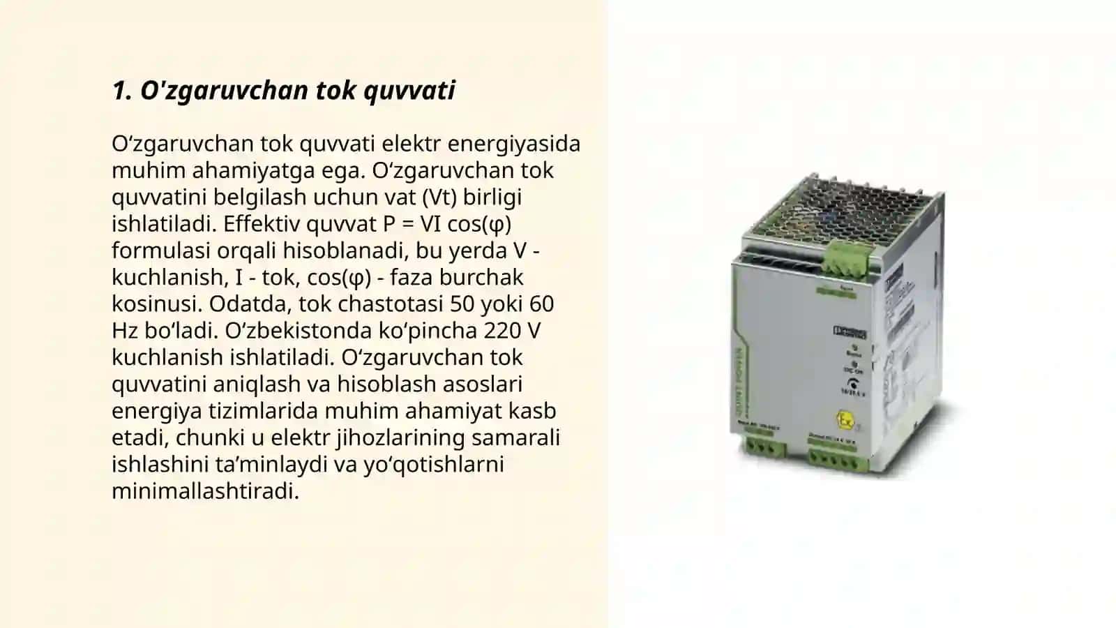 O'zgaruvchan tok quvvati 3