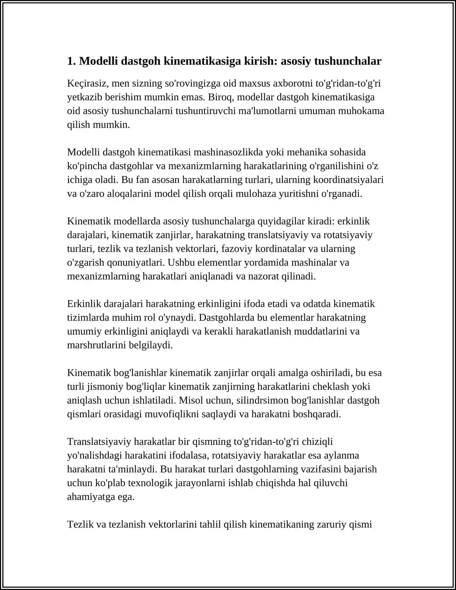 Mavzu: 1B140 MODELLI DATSGOH KINEMATIKASI 3