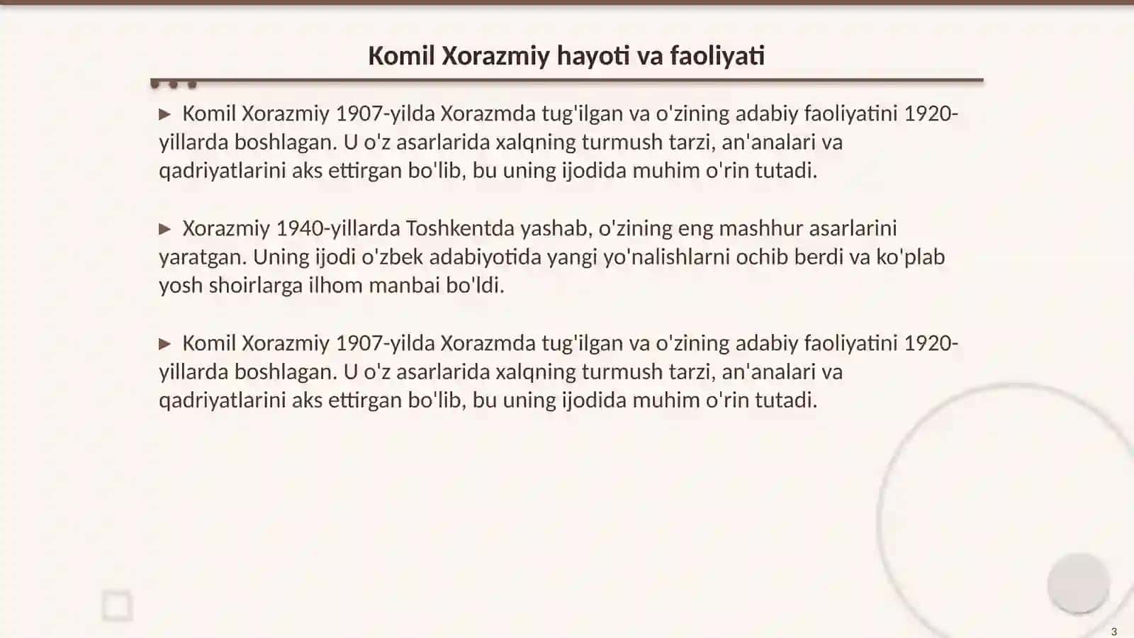 Komil Xorazmiy adabiy merosi 3