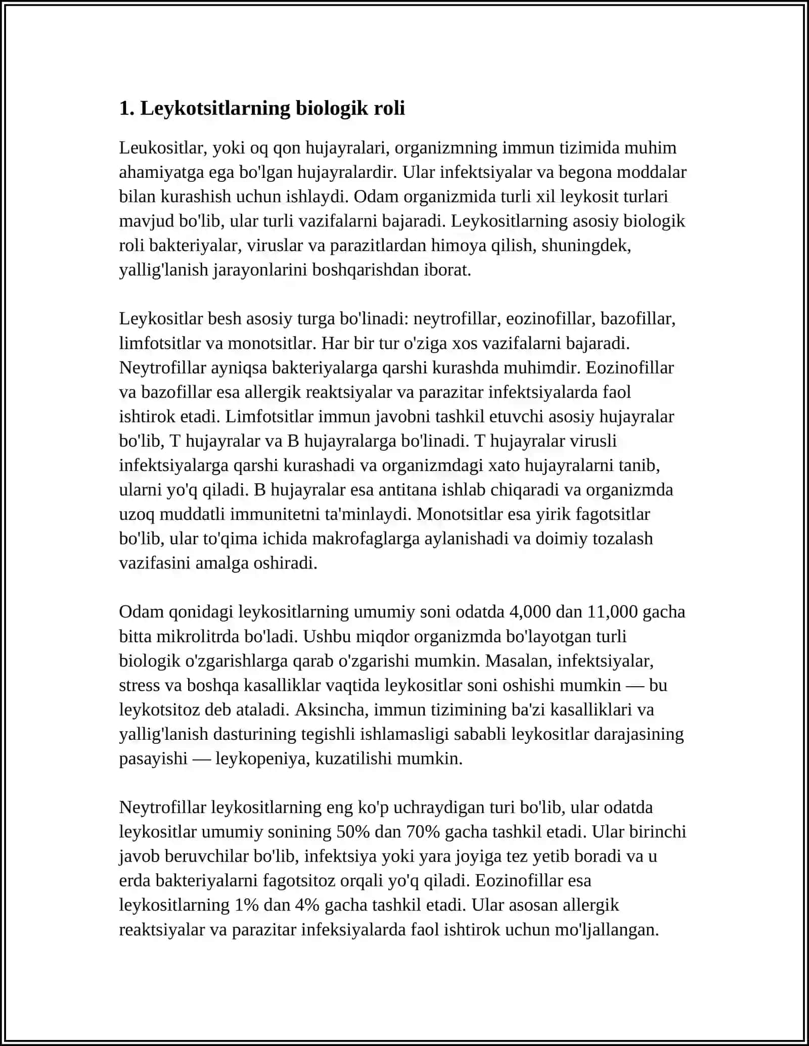 LEYKOSITLAR ROLI, LEYKOSITAR FORMULA 3