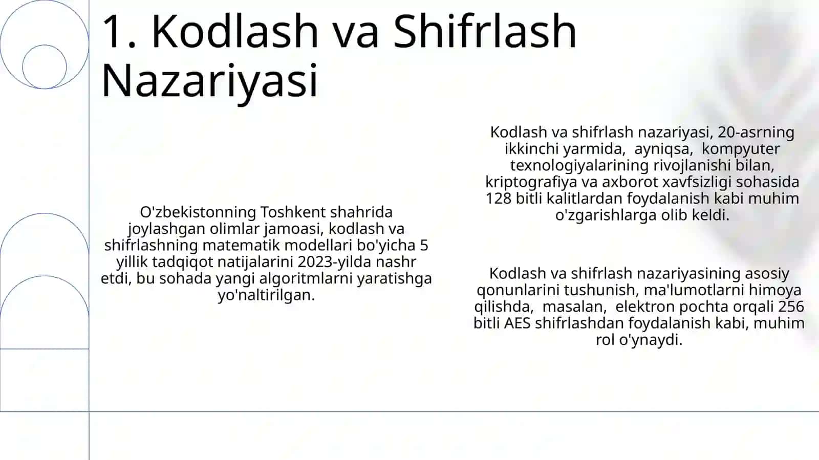 Kodlash va Shifrlash Nazariyasi 3