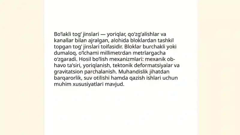 Boʻlakli togʻ jinslari 3