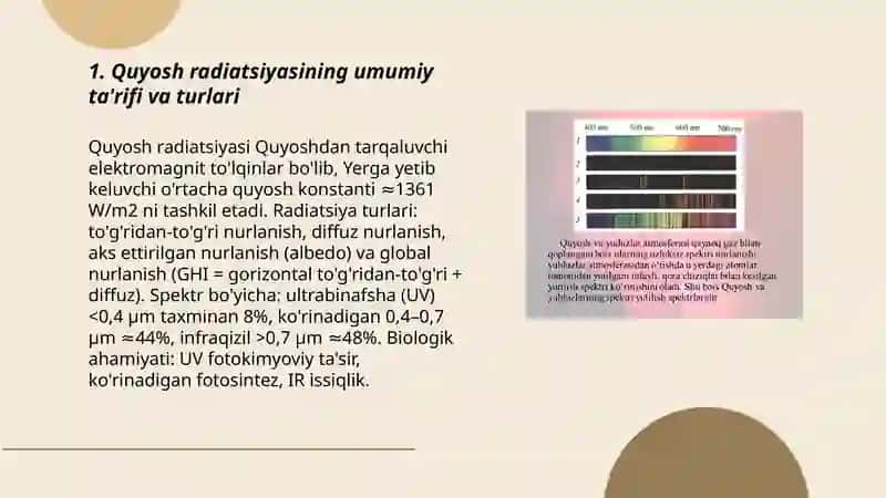 Quyosh radiatsiyasi va uning turlari 3
