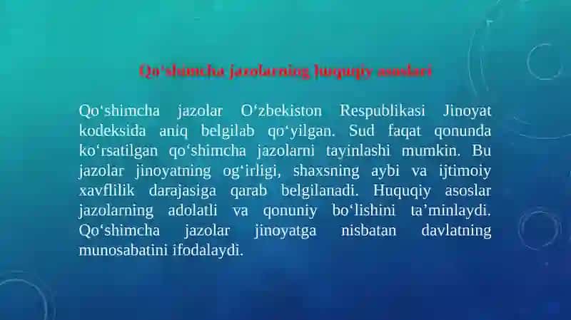 Qo‘shimcha jazolar tushunchasi 3
