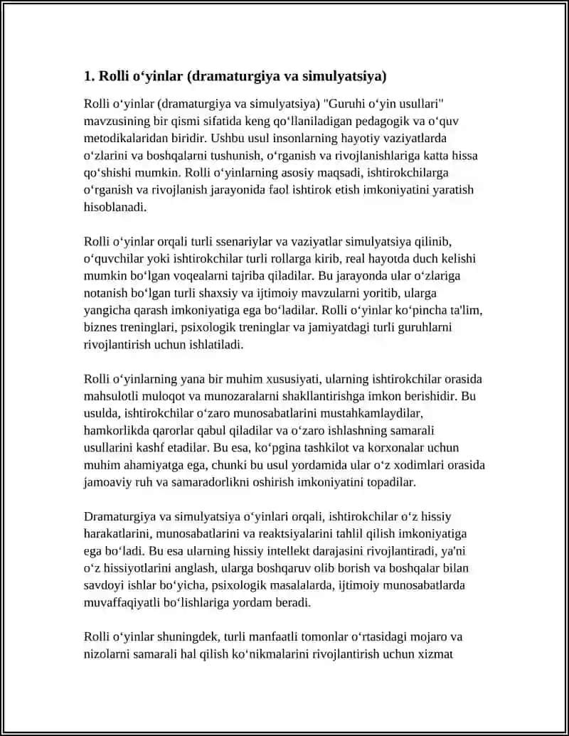 Rolli o‘yinlar (dramaturgiya va simulyatsiya) 3