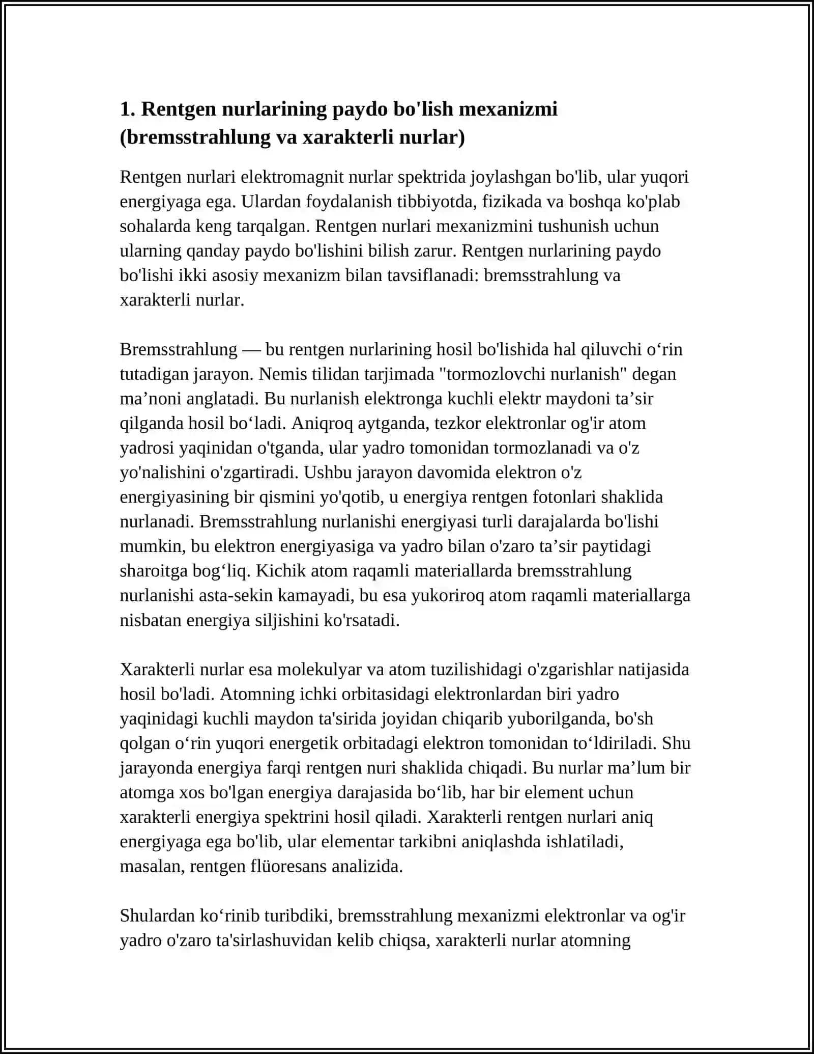 RENTGEN NURLARI VA ULARNING XOSSALARI 3