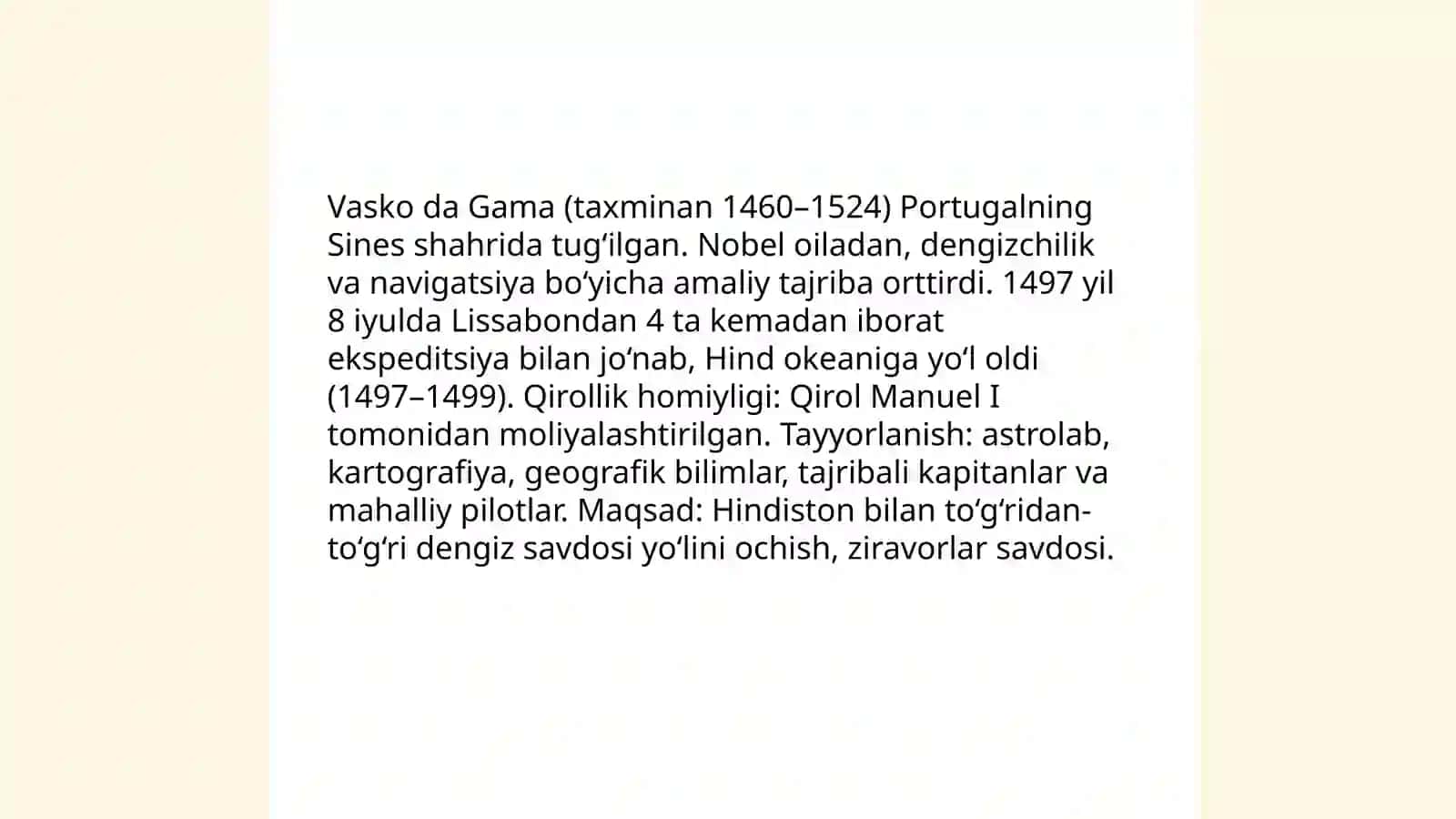 Vasko da Gamaning geografik sayohati 3