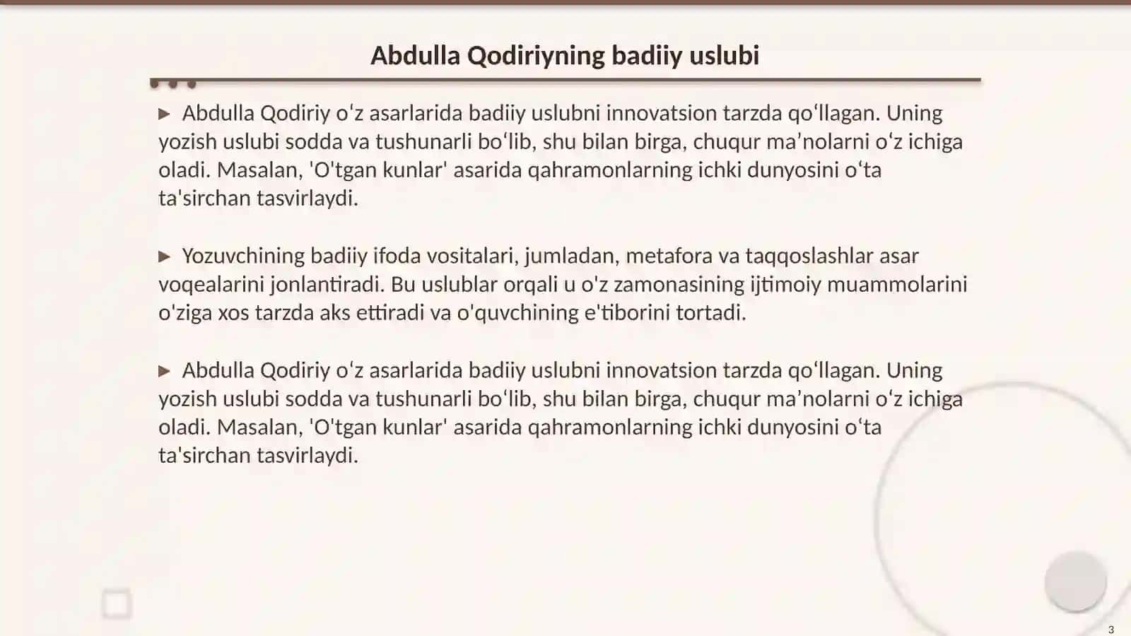 Oʻtgan kunlar 3