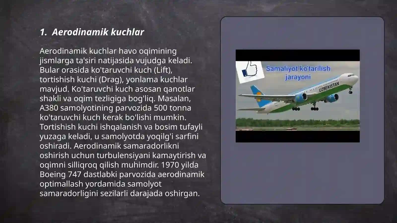 Samalyot qanotiga taʼsir etuvchi kuchlar 3