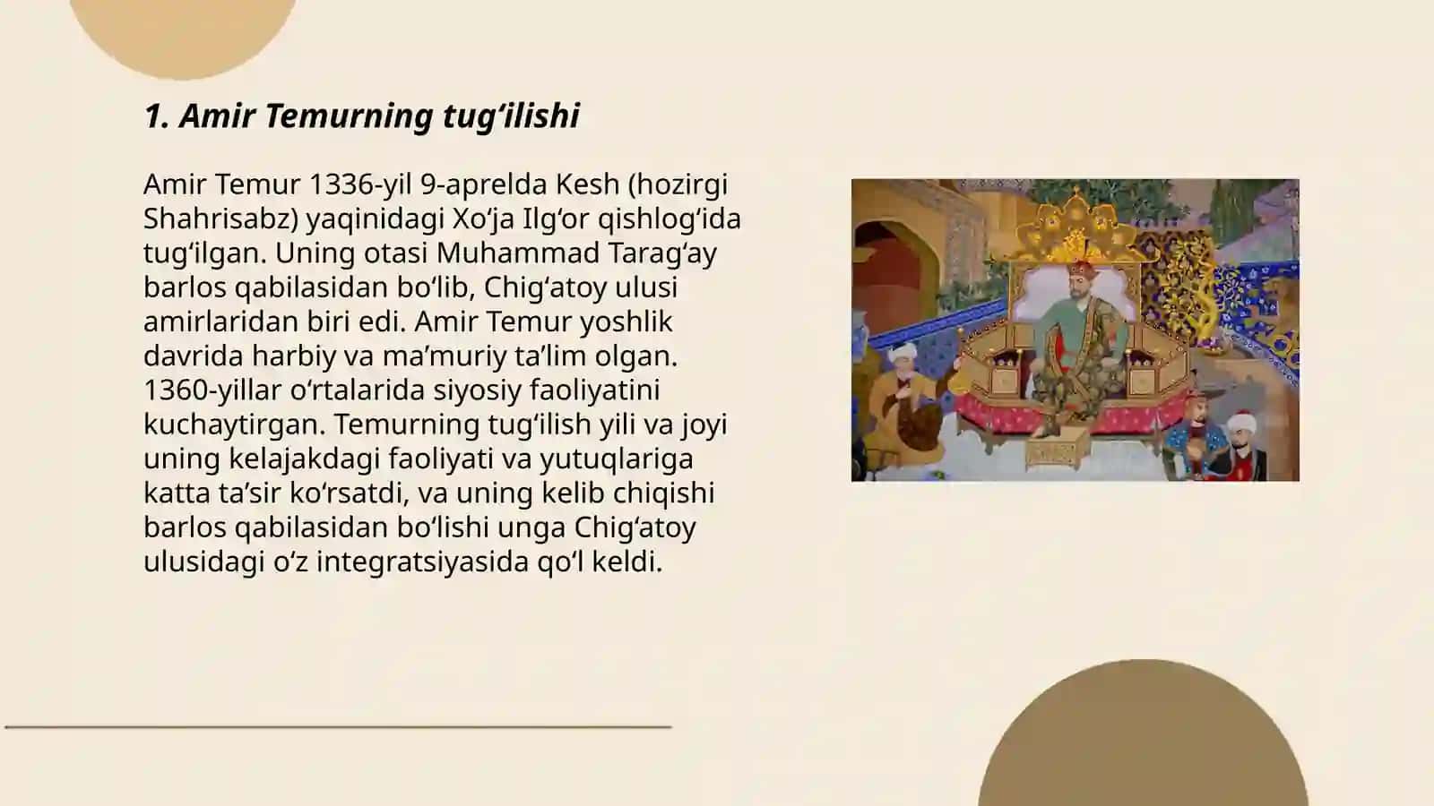 Amir Temurning tug‘ilishi 3