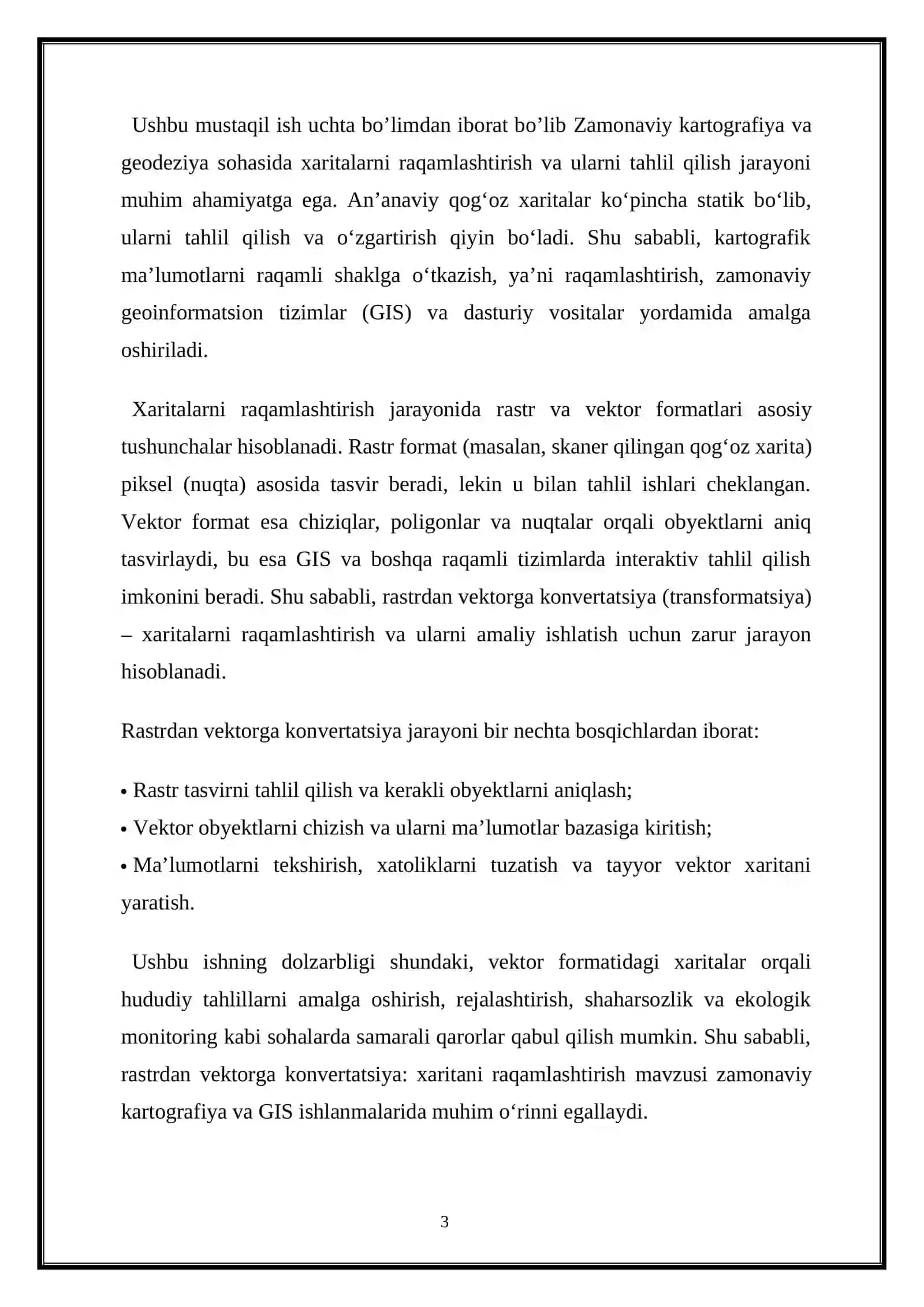 Rastrdan vektorga konvertatsiya xaritani raqamlashtirish 3