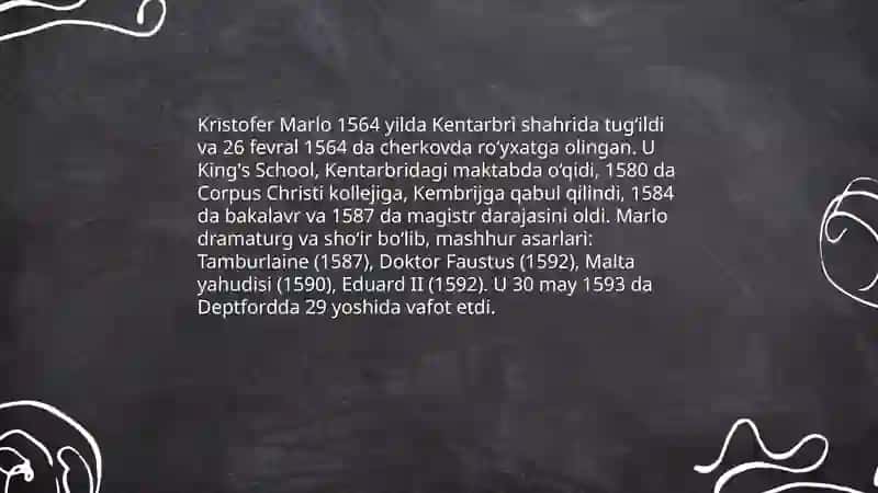 Kristofer Marlo hayoti va asarlari 3