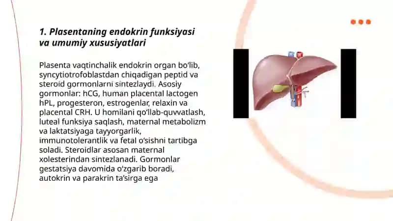 Plasentaning endokrin funksiyasi va umumiy xususiyatlari 3
