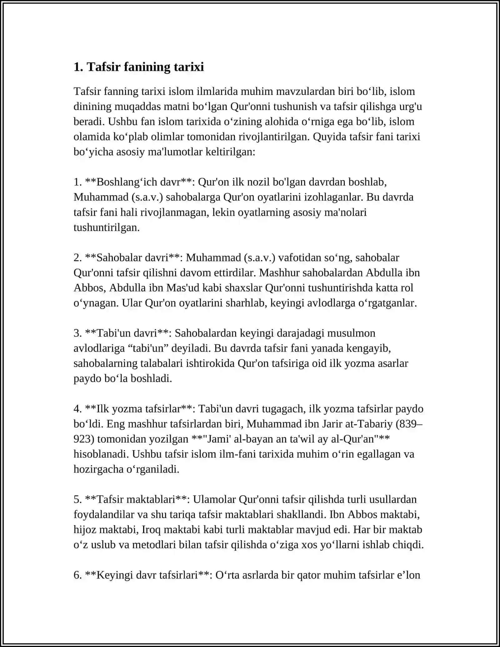 TAFSIR FANIDA YOZILGAN ASARLAR VA ULARNING AHAMIYATI 3