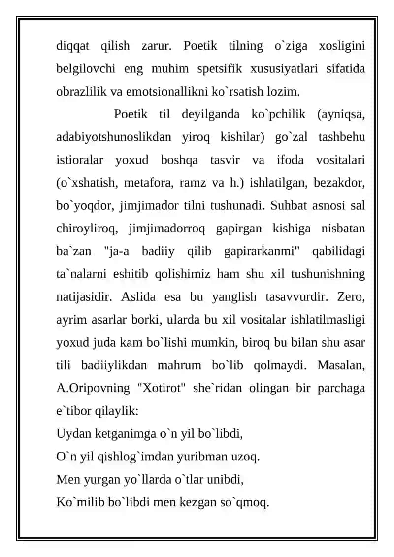 Poetik Tilning O’ziga Xoslig Va Spetsifik (Belgilovchi) Xususiyatlari 3