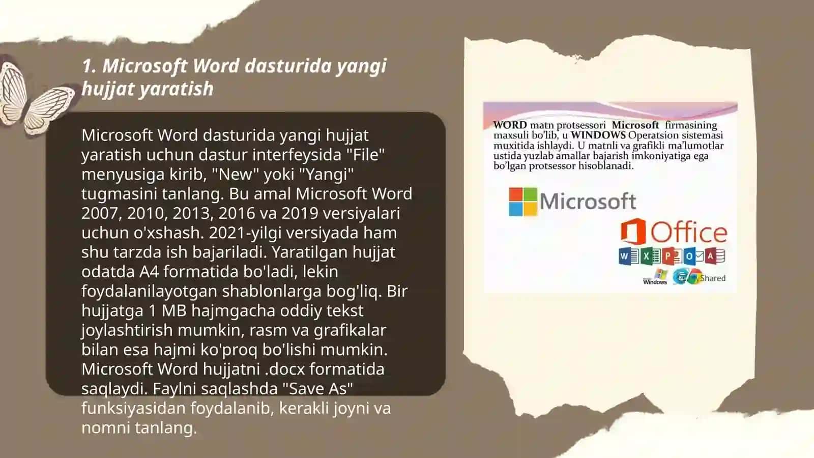 Microsoft Word dasturida yangi hujjat yaratish 3