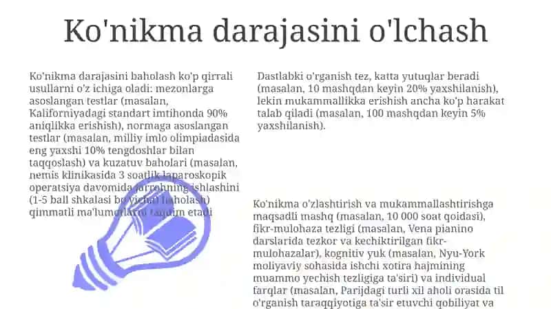Faoliyatning oʻzlashtirilishi va malakalarini egallash 3