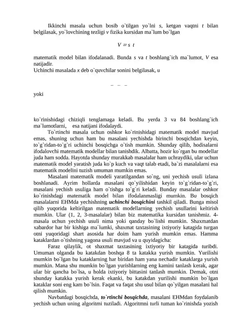 Amaliy masalalarni EHM da yechish bosqichlar 3