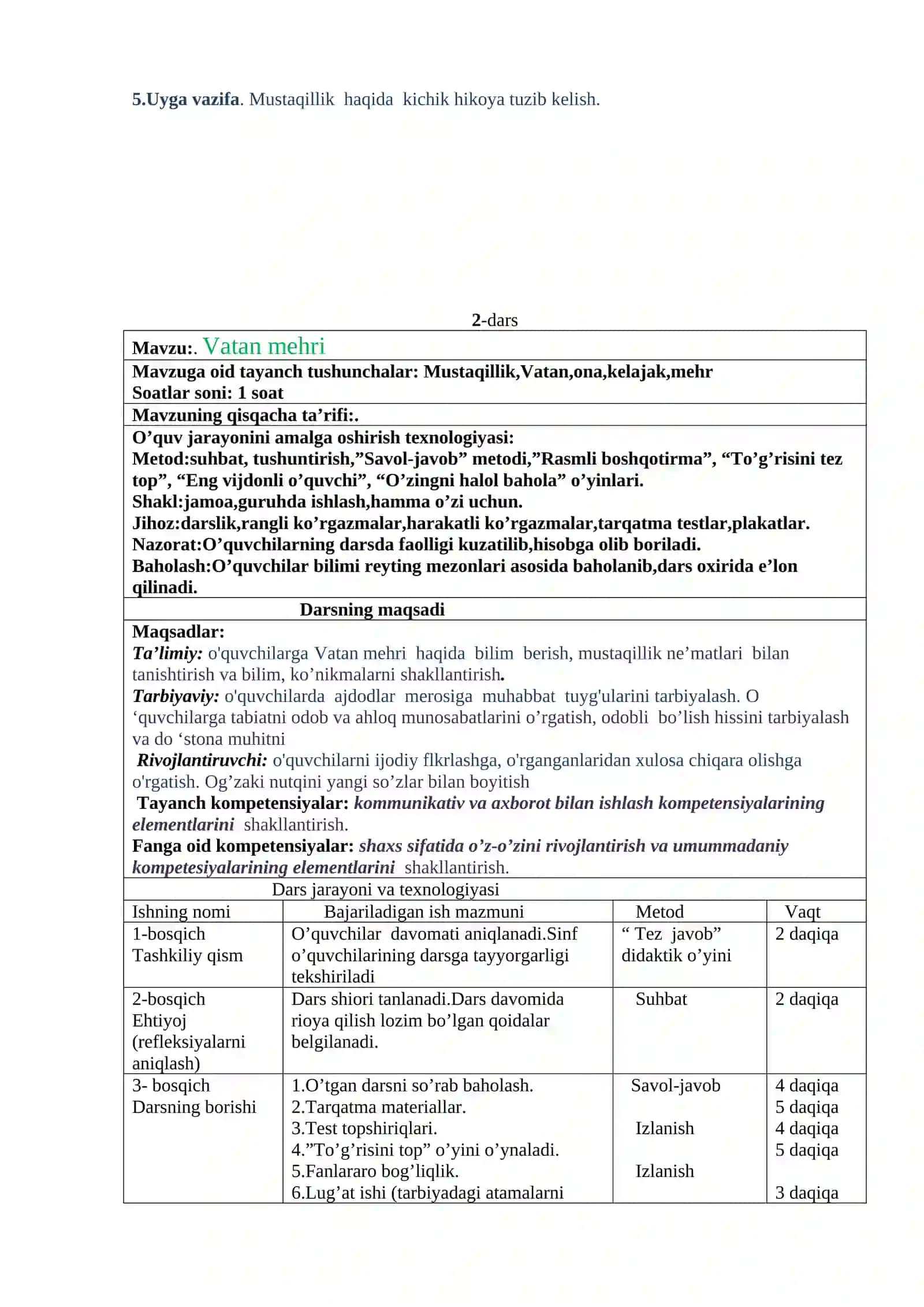 O'qish fanidan odobnoma darsi 3