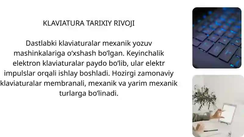 KLAVIATURA VA SICHQONCHA ISHLASH PRINSIPI 3