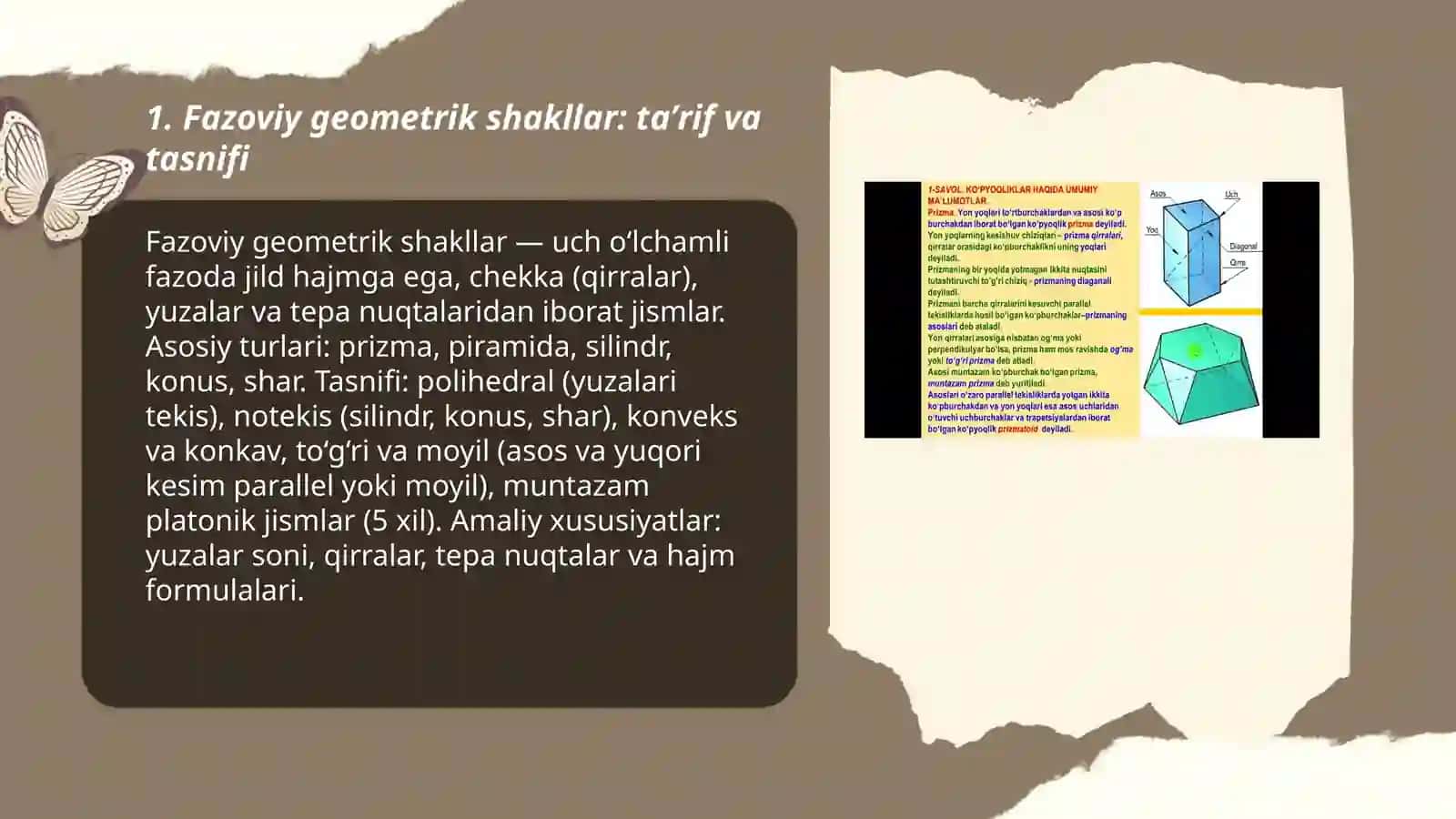 Fazoviy geometrik shakllar. Kupyoqlar(10-sinf) 3