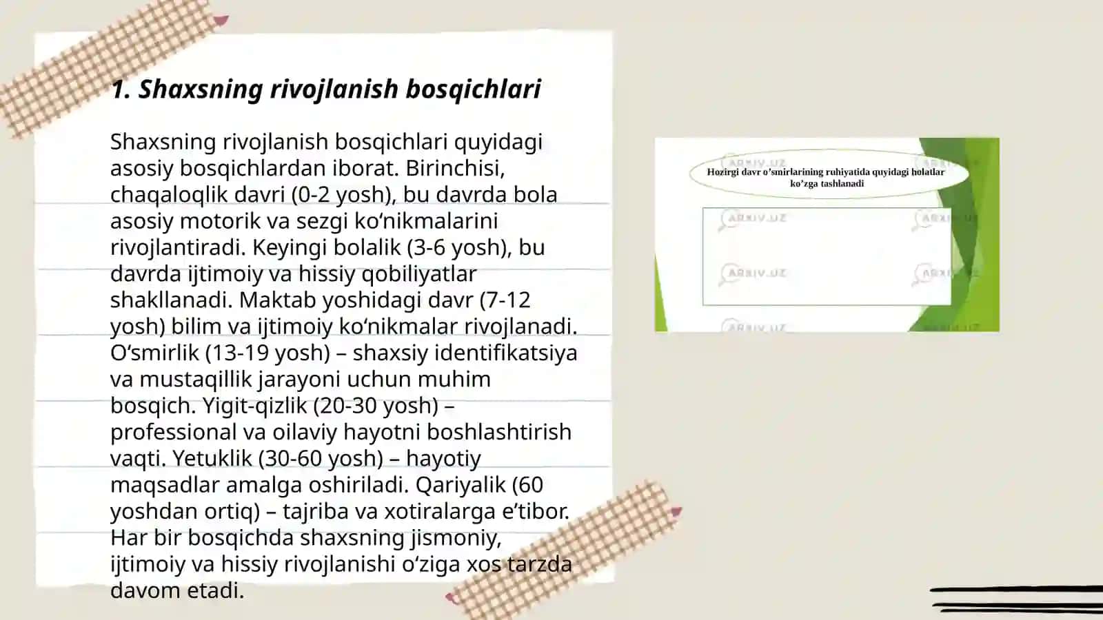 Shaxsning rivojlanishi, tarbiyasi va ijtimoiylashuvi 3