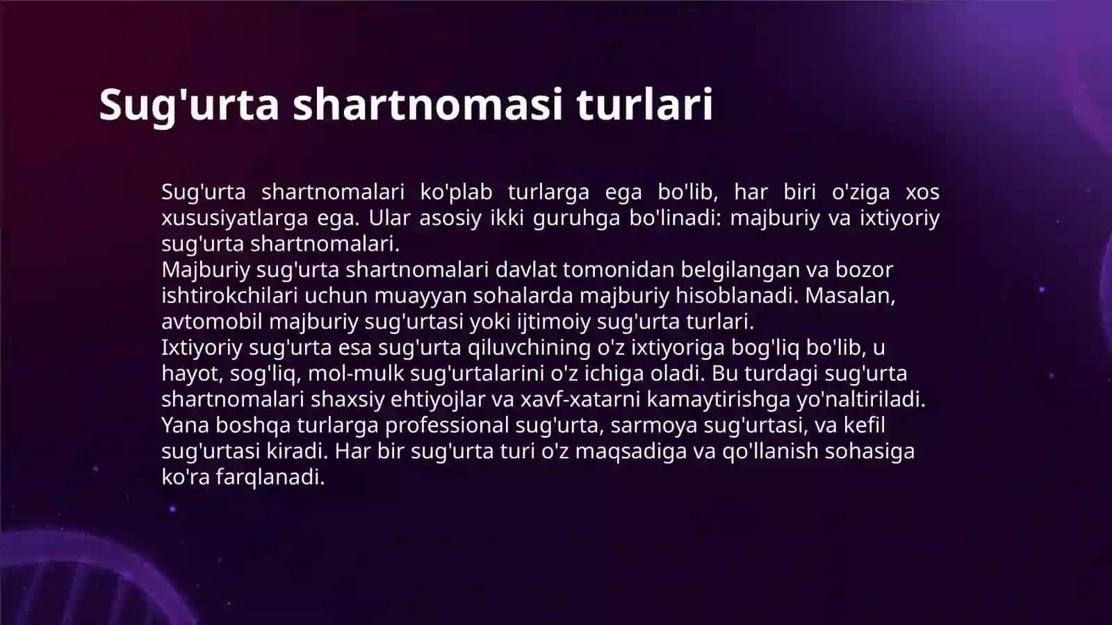 SUG'URTA SHARTNOMASINING ASOSIY SHARTLARI 3
