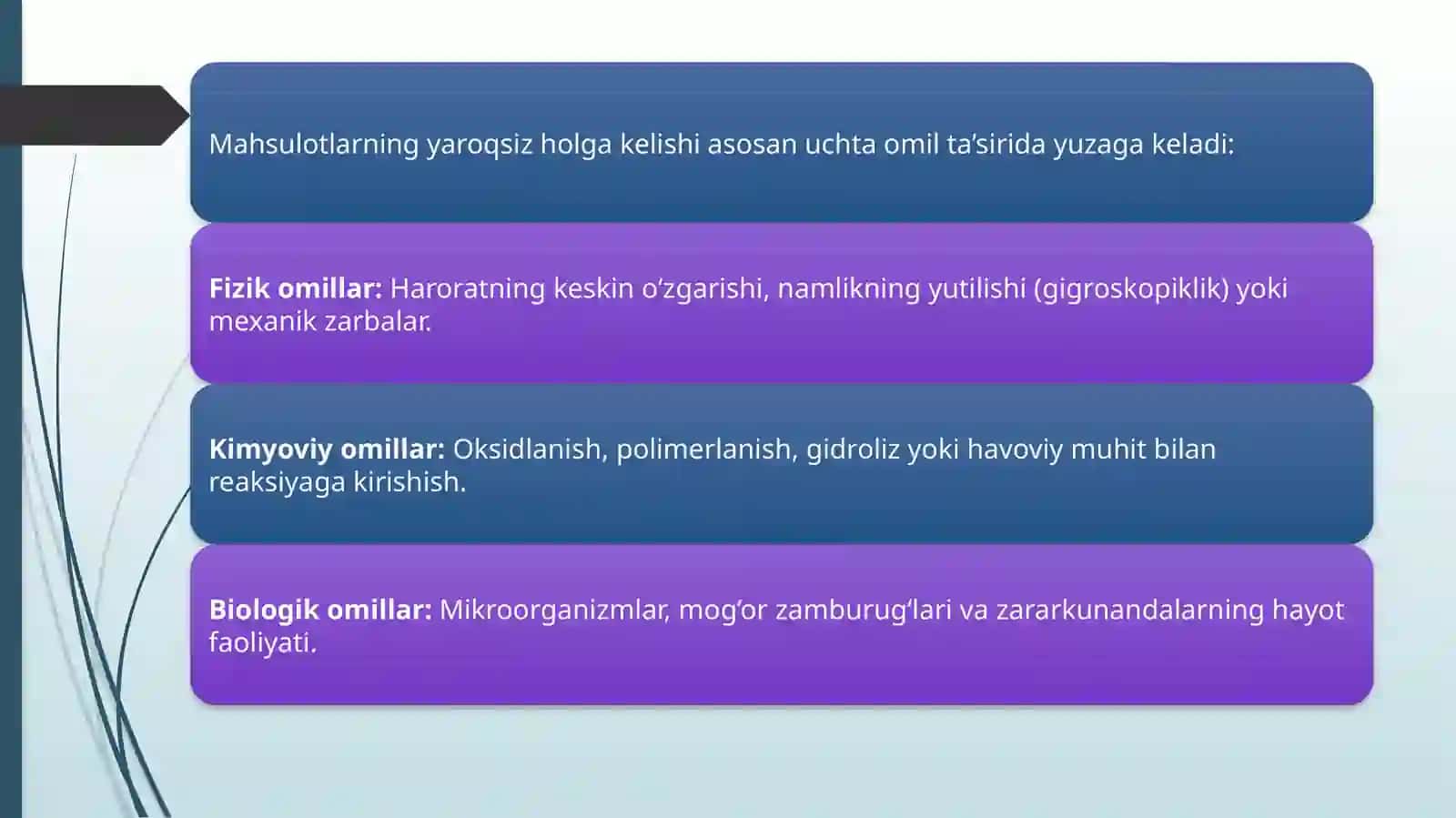 Xomashyoviy va tayyor mahsulotlarni buzilishdan saqlash 3