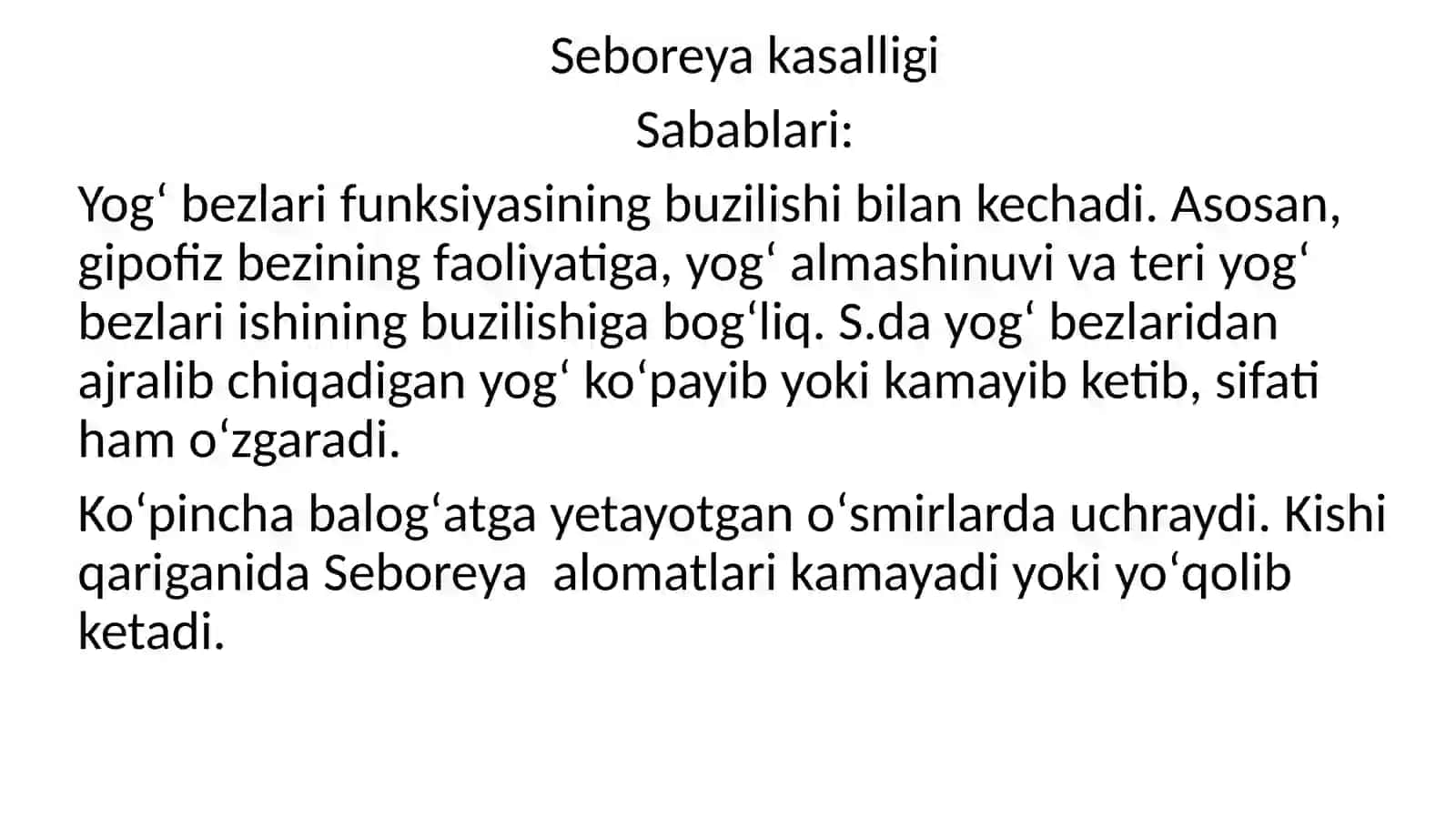 Seboreya. Pushtirangli xusnbuzarlar. Chaqaloqlarning yiringlikasalliklari 3