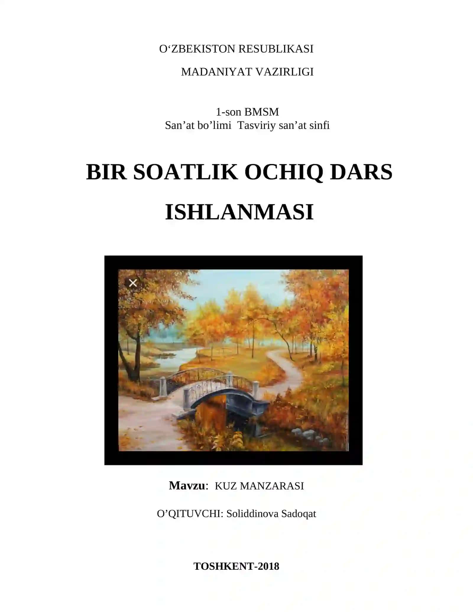 3-sinf Tasviriy san'at Kuz manzarasi mavzusida ochiq dars ishlanma 3