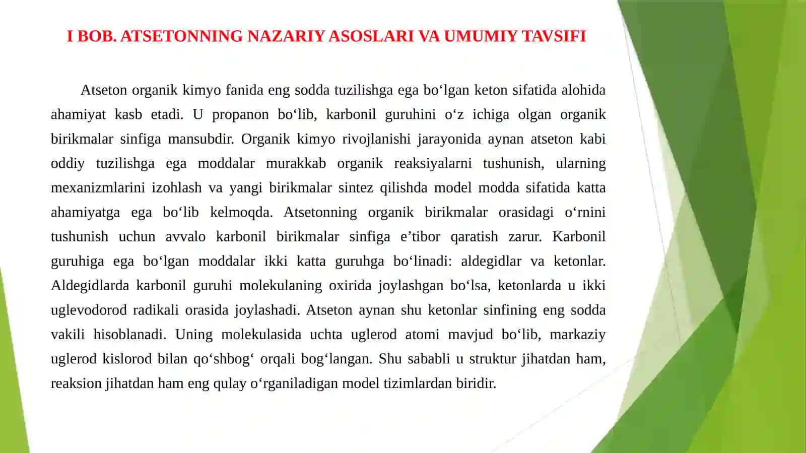 ATSETONNING NAZARIY ASOSLARI VA UMUMIY TAVSIFI 3