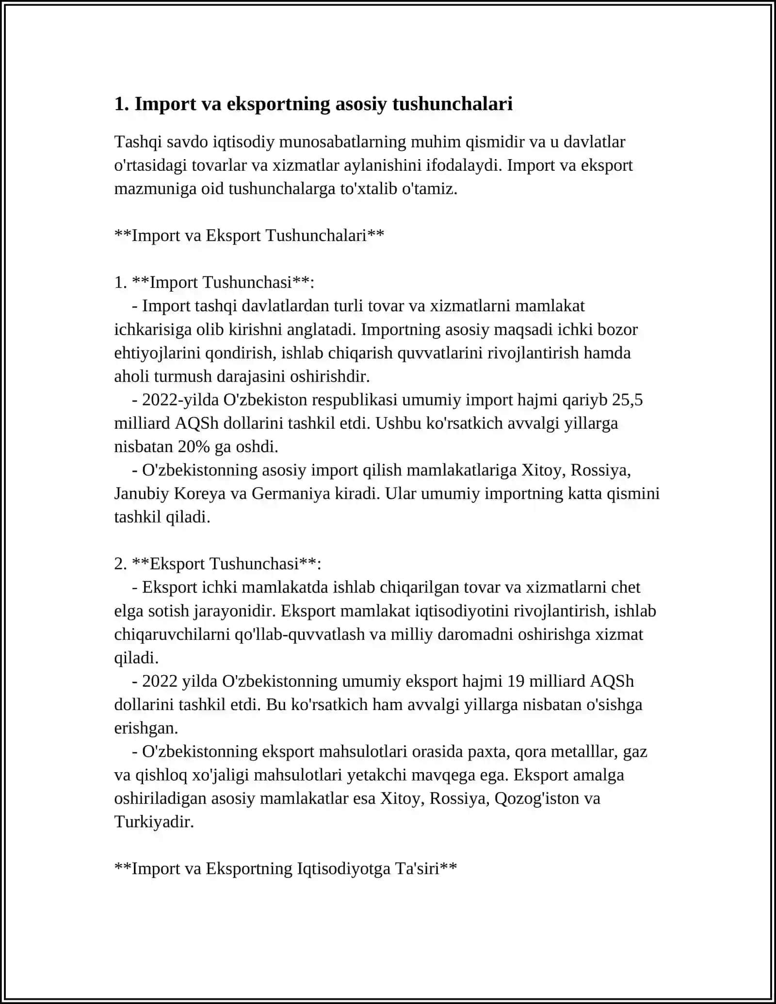 Import va eksportning asosiy tushunchalari 3
