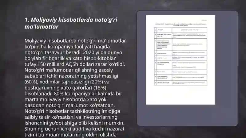 Moliyaviy hisobotlarda noto'g'ri ma'lumotlar 3