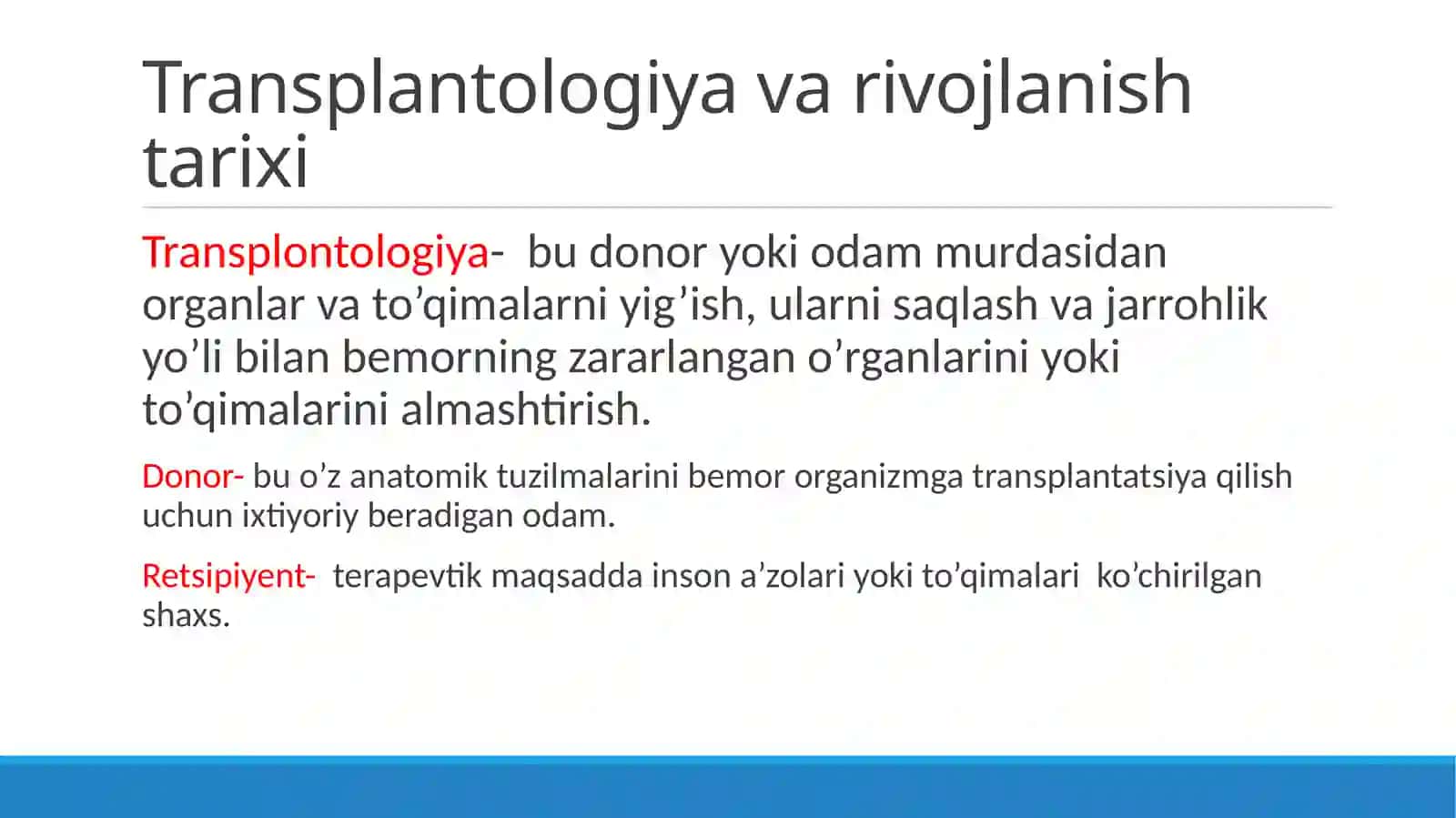 TRANSPLANTOLOGIYA TARIXI VA HOLATI 3