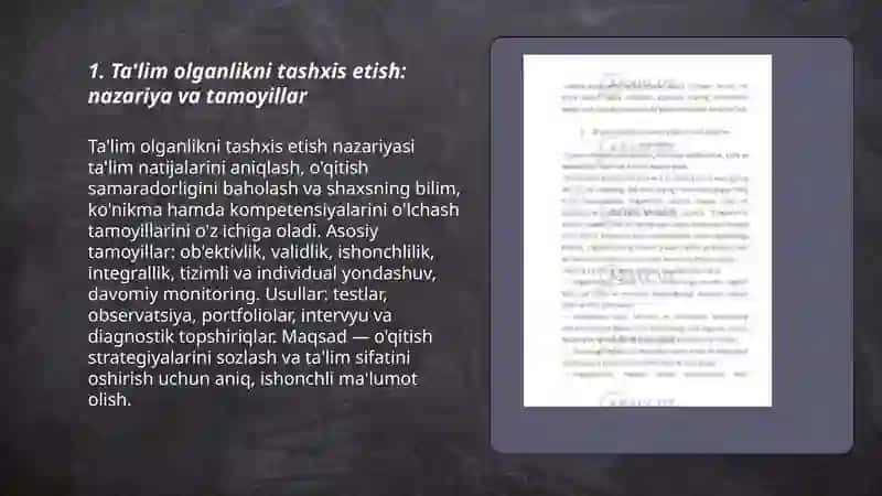 Ta'lim olganlikni tashxis etish 3