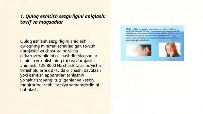 Quloqning eshitish sezgirligini aniqlash 3