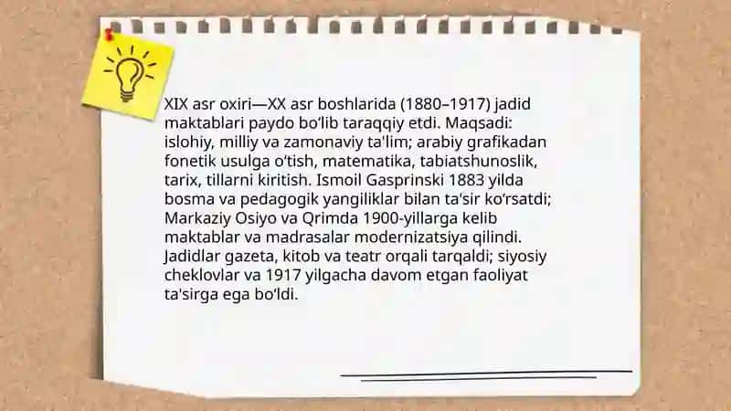 XIX-XX asr boshlaridagi ta'lim 3