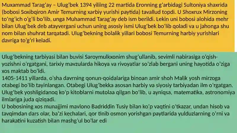 Mirzo Ulugʻbekning pedagogik gʻoyalari va maʼrifatparvarlik faoliyati 3